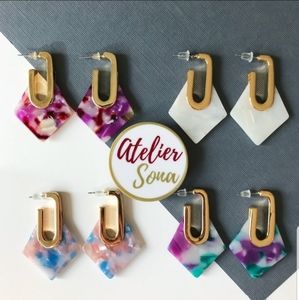 Atelier Sona Diamond Shaped Acrylic Earrings